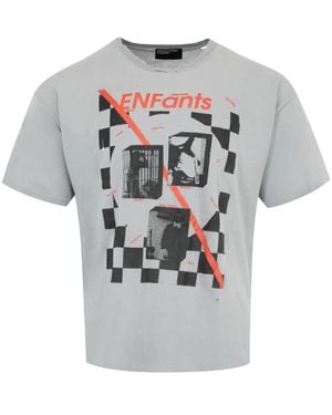 Enfants Riches Deprimes Chequered Fan Zine T-Shirt - Grey