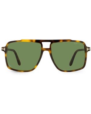 Tom Ford Zonnebril Met Rechthoekig Piloten Montuur - Groen