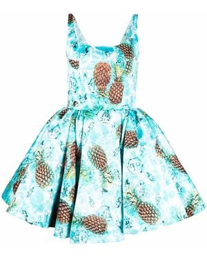 Philipp Plein Duchesse Pineapple Skies-Print Mini Dress - Blue