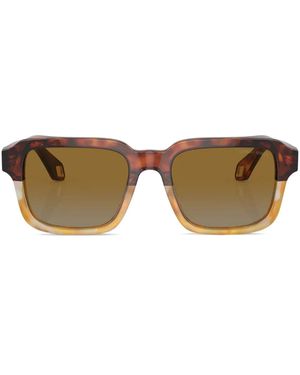 Giorgio Armani Tinteds-Lens Rectangle-Frame Sunglasses - Brown