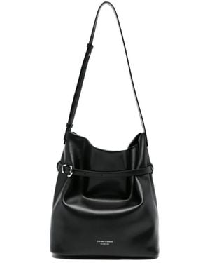 Emporio Armani Buckle Strap Bucket Bag - Black