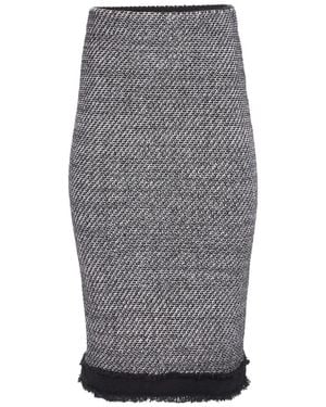Nina Ricci Tweed-Minirock Mit Ausgefransten Kanten - Grau