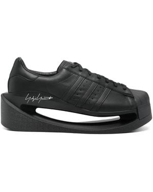 Y-3 Platform Leather Trainers - Black