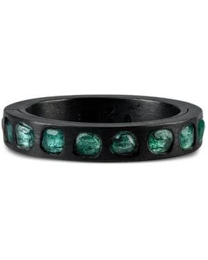 Parts Of 4 Sterling Zilveren Sistema Ring Met Smaragd - Zwart