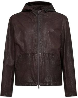 Salvatore Santoro Hooded Crinkled Leather Jacket - Brown