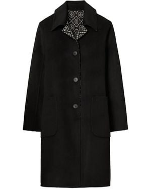Tory Burch Abrigo Con Monograma En Jacquard - Negro