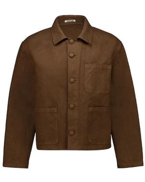 AURALEE Patch-Pocket Button-Up Coat - Brown