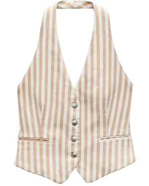 Rag & Bone Striped Halterneck Vest - Natural