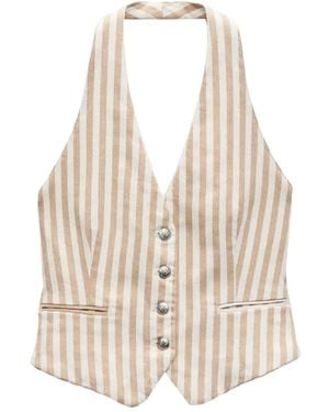 Rag & Bone Striped Halterneck Vest - Natural
