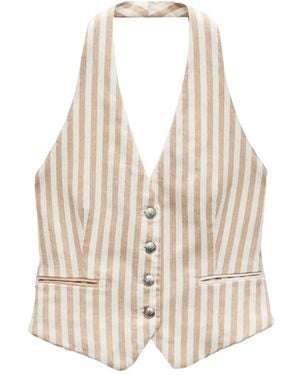 Rag & Bone Striped Halterneck Vest - Natural