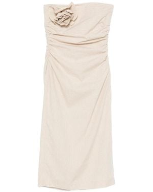 BERNADETTE Vera Flower-Brooch Midi Dress - White