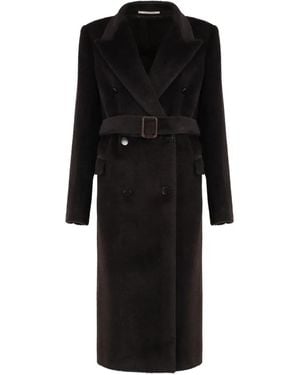 Tagliatore Double-Breasted Belted Coat - Black