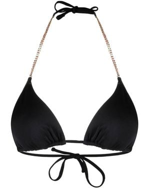 Chiara Ferragni Crystal-Embellished Halteneck Bikini Top - Black