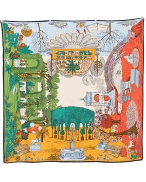 Inoui Edition Garden-Print Silk Scarf - Natural