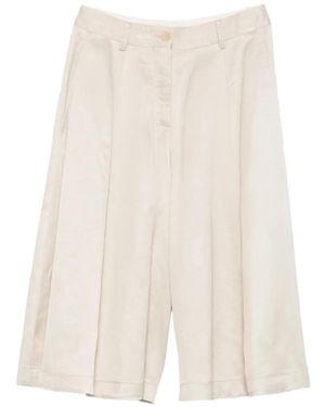 Semicouture Breanna Pleated Wide-Leg Shorts - White