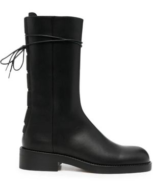 ANGELICA MONTINI STUDIOS Lace-Up Leather Boots - Black