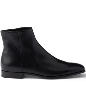 Prada Bottines En Cuir À Fermeture Zippée 25 Mm - Noir
