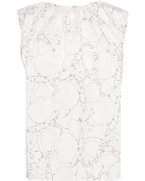 JNBY Butterfly-Print Cotton Top - White