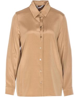 Max Mara Button-Up Long-Sleeve Shirt - Natural