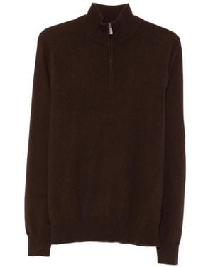 Bompard Zip-Neck Cashmere Knit - Brown