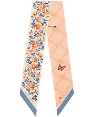 Ferragamo Ramages Print Silk Mini Bandeau - White