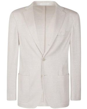 Eleventy Notched-Lapels Single-Breasted Blazer - White
