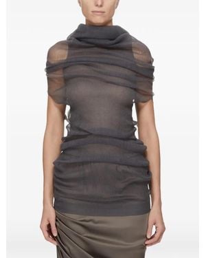 Rick Owens Draped Semi-Sheer Blouse - Gray