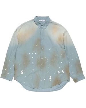 Acne Studios Paint-splatter Cotton Shirt - ブルー