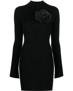 Blumarine Jersey +Flower Dress - Black