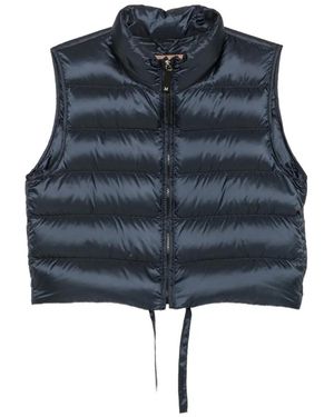 Max Mara High-Neck Front-Zip Puffer Jacket With Drawstring Hem And Logo Case - Blue