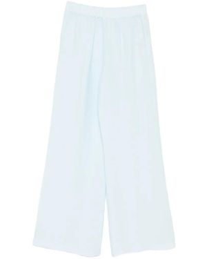 120% Lino Elasticated-Waist Wide-Leg Pants - White