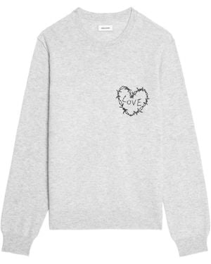 Zadig & Voltaire Kennedy Heart Pullover mit Stacheldraht - Weiß