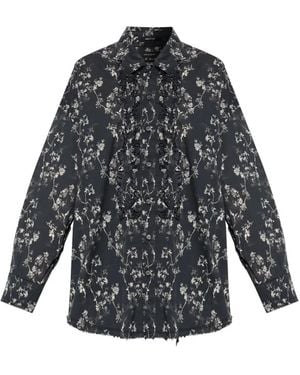 R13 Ruffled Floral-Print Shirt - Grey