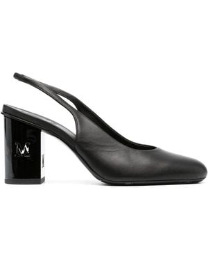 Max Mara 80Mm Slingback Leather Court Shoes - Black