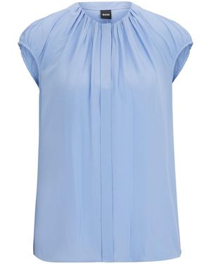 BOSS Gathered-Neckline Blouse - Blue