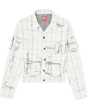DIESEL Denim Jacket With Peel-Off Effect - White
