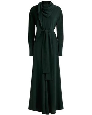 Kiton Robe Longue Ceinturée À Encolure Drapée - Noir
