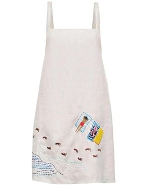 STAUD Brio Linen Mini Dress - White