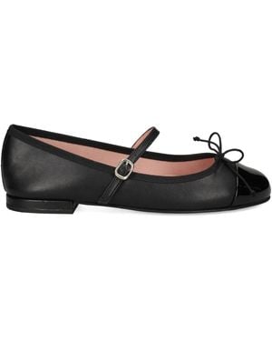 Pretty Ballerinas Irma Cap-Toe Bow Ballet Flats - Black