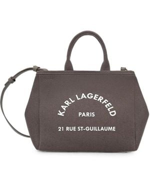 KARL LAGERFELD Logo-Print Cotton Tote Bag - Metallic