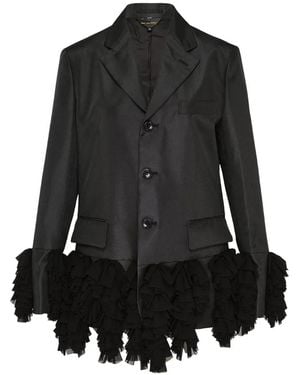 Comme des Garçons Ruffled-Hem Tailored Blazer - Black