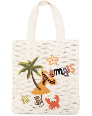ALÉMAIS Island Cove Embroidered Crochet Tote Bag - White