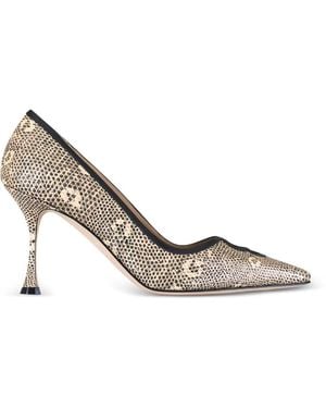 Manolo Blahnik Berry Lizard-Effect Cut-Out Pumps - Metallic