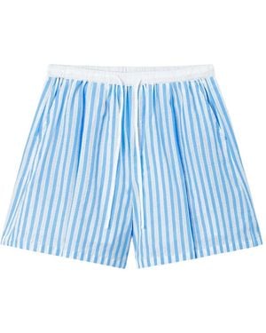 B+ AB Vertical-Stripe Drawstring Mini Shorts - Blue