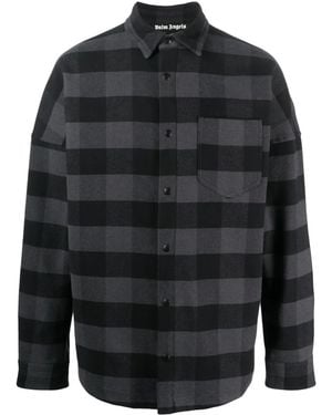 Palm Angels Check Pattern Cotton Shirt - Black