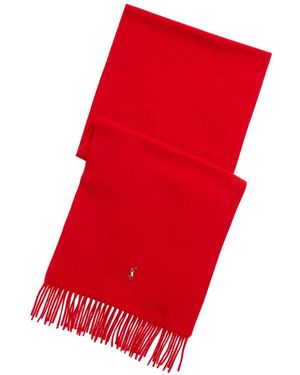 Polo Ralph Lauren Pony Fringed Scarf - Red