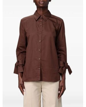 Hanita Bow-Detail Shirt - Brown