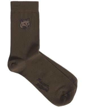 Maison Kitsuné Fox Head Socks - Brown
