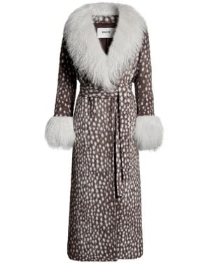 DUCIE Ruth Shearling-Trim Coat - White