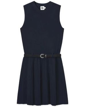 B+ AB Belted Pleated Mini Dress - Blue